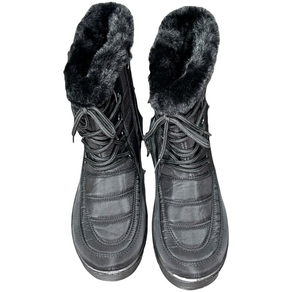 Charlotte Russe Womens Black Faux Fur-Lined Winter Boots Size 8